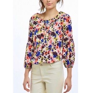 Anthropologie Maeve Pansy Field Wildflowers Peasant Blouse